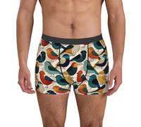 fifbird Herren-Boxershorts, Motiv: kleine Vögel, weich, feuchtigkeitsableitend, atmungsaktiv, Unterhose mit elastischem Gürtel, Little Birds (1), L