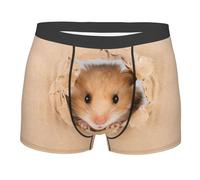 fifbird Herren-Boxershorts, niedlich, kleiner Hamster, atmungsaktiv, bequem, kurz, Stretch, Unterwäsche, Unterhose mit elastischem Gürtel, mehrfarbig, L
