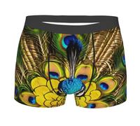 fifbird Herren-Boxershorts, Pfau, klassischer Stil, Hipster, Vierjahreszeiten, elastischer Bund, weich, dehnbar, bequem, Slip, Shorts, Unterwäsche für Männer, Schwarz , L