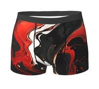 fifbird Herren-Boxershorts, schwarz und rot, Marmor, Docht, atmungsaktiv, Stretch, ohne Etikett, Unterhose mit elastischem Gürtel, Schwarz , XL