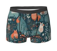 fifbird Herren-Boxershorts, skandinavische Tiere, Docht, atmungsaktiv, Stretch, ohne Etikett, Unterhose mit elastischem Gürtel, Schwarz , XL