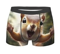 fifbird Herren-Boxershorts, Stretch-Slips für Eichhörnchen, lustige Tiere, feuchtigkeitsableitende Unterwäsche, Unterhose mit elastischem Gürtel, Schwarz , S