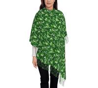 fifbird Schal mit mexikanischer Volkskunst, Boho-Druck, Quaste, Schal, Wickeltuch, Schal, Wickeltuch, Frühling, Herbst, Winter, Monstera Deliciosa B, One size