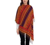 fifbird Schal mit mexikanischer Volkskunst, Boho-Druck, Quaste, Schal, Wickeltuch, Schal, Wickeltuch, Frühling, Herbst, Winter, Mexikanische Volkskunst Boh, One size