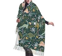 fifbird Schal mit niedlichem Dinosaurier-Druck, Kaschmir, Fransen für Frühling, Herbst, Winter, modischer Schal für Damen, Niedlicher Dinosaurier, One size