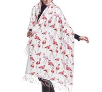 fifbird Schal mit Streifenmuster, Kaschmir, Fransen, leicht, für Herbst und Winter, dicker Schal, Flamingo, One size