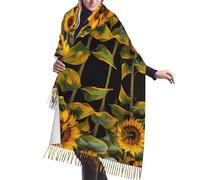 fifbird Schal mit Traktor-Farm-Muster, Fransenschal für Damen, warm, groß, langer Schal, modischer Kaschmir-Schal, Sonnenblumen, One size