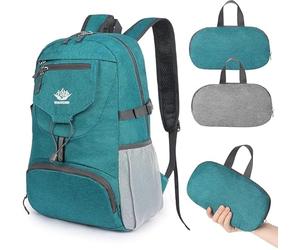 Figarge Leichter Wanderrucksack Faltbarer Rucksack Ultra Light Unisex Daypack Outdoor Wasserdichter Wanderrucksack für Camping, Outdoor, Wandern, Radfahren (blau-grün)