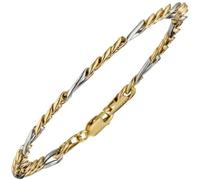 Figaroarmband 333 Gold Gelbgold Weißgold bicolor 19 cm Armband Karabiner