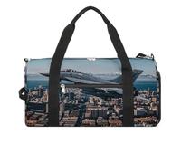 Fighter Jets Fly over Cities Turnbeutel für Männer und Frauen, wasserdichte Turnbeutel, große Seesack für Reisen, Workout