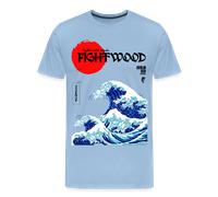 Fightwood® Fightwithstyle Big Waves Premium T-Shirt für Männer - Nachhaltig & Fair - Sky / S