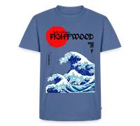 Fightwood® Fightwithstyle Big Waves Premium T-Shirt für Männer - Nachhaltig & Fair - Taubenblau / 5XL