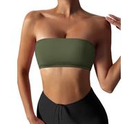 FIGKICKSEN Damen Bandeau Trägerloser Träger-BH Nahtloser Tube Top BH Rutschfest Gepolsterter Bralette Drahtloser Push Up BH, #1 Grün, Large