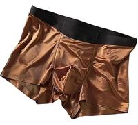 Figskey Elegant Silk Men's Ice Silk Underwear Mulberry Men's Boxer Briefs, Seamless Comfort, Moisture-Wicking Breathable Cool Briefs (DE/NL/SE/PL, Alphanumerisch, L, Regular, Regular, Brown)
