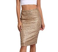 Figurbetont Pailletten Rock Damen Midi Minirock Damen Sexy Knielang Herbst Winterrock Damen A-Linie Hohe Taille Glitzer Rock Damen Bleistiftrock Hüften Umwickelter Skirts For Women Freizeit Wickelrock