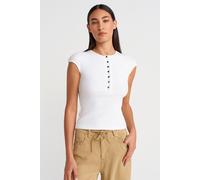 Figurbetontes Baumwoll-Jersey Rundhals-T-Shirt M