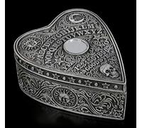 Figuren Shop GmbH Fantasy Schmuck-Schatulle in Herzform - Spirit Board | Gothic Schmuck-Dose mit mystischen Symbolen und Ornamenten, handbemalt