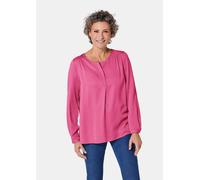 Schlupfbluse GOLDNER "Figurschmeichelnde Schlupfbluse mit modischer Kragenverarbeitung", Damen, Gr. 42, pink (kamelie), Obermaterial: 100% Viskose CV., figurumspielend, 1-Knopf-Manschette, Blusen Schl