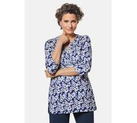 Print-Shirt GOLDNER "Figurschmeichelndes Drucktunika-Shirt", Damen, Gr. 44, blau (marine, geblümt), Obermaterial: 96% Viskose CV. 4% Elasthan EL., normal, Sonstiges, Shirts, Ohne (32858468-44) marine,