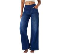Fiita Baggy Jeans Damen, Pull On Wide Leg Jeans Mit Gummibund High Waist Stretch,Weites Bein Jeans Damen Mit 4 Taschen Y2K Hosen Damen