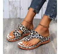 fikujap Sandalen Damen Sommer Flip Flops Flach Zehentrenner Damen Sandalen Frauen Bohemian Damen Zehentrenner Leder Sommer Sandalen mit Keilabsatz Freizeit Beach Flip Flops,Multi Colored,35