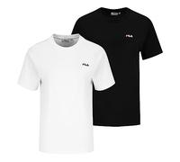 FILA 2er Pack Damen T-Shirts Kurzarmshirts Bari Tee, Farbe:Mehrfarbig, Artikel:-83072 Black/White, Größe:L