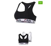 Bustier FILA "WOMAN BUSTIER", Damen, Gr. M, N-Gr, schwarz-weiß (schwarz, weiß), Obermaterial: 95% Baumwolle, 5% Elasthan, unifarben, BHs Bustier, ohne Polsterung und ohne Bügel, Racerbackrücken (96617