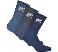 FILA 3 Paar Socken Unisex - Frottee Tennissocken, Crew Socks, Logobund, 35-46 35-38 (3-5 UK) Blau