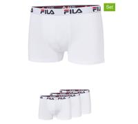Boxer FILA "MAN BOXER SHORTS", Herren, Gr. L, weiß, Single Jersey, Obermaterial: 95% Baumwolle, 5% Elasthan, bedruckt, unifarben mit Farbeinsatz, körpernah, Unterhosen, mit elastischem Logobund (64475