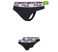 Brasilslip FILA "WOMAN BRAZILIAN SLIP", Damen, Gr. M, schwarz, Obermaterial: 95% Baumwolle, 5% Elasthan, bedruckt, unifarben mit Farbeinsatz, körpernah, Unterhosen, mit elastischem Logobund (48092341-