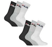FILA 6 Paar Socken, Frottee Tennissocken mit Logobund, Unisex (2x 3er Pack) (Classic Mix (Schwarz; Weiß; Grau), 43-46 (9-11 UK))