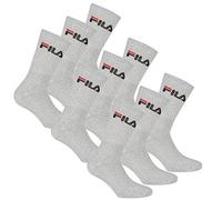 FILA Unisex Socken 3 Paar - Tennissocken, Crew Socks, Frottee, Sport, Logo 35-46 Grau 43-46 (9-11 UK)