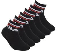 FILA 6 Paar Sportsocken für Kinder, aus Baumwolle, Größen 23 bis 34, verschiedene Farben, Schwarz , 27-30