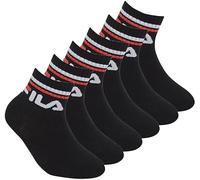 FILA 6 Paar Sportsocken für Kinder, aus Baumwolle, Größen 23 bis 34, verschiedene Farben, Schwarz , 31-34 cm