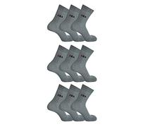 FILA 9 Paar Sport Street Socken, Damen oder Herren, (3x 3er Pack) Einfarbig (Grau (400), 43-46 - 9 Paar)