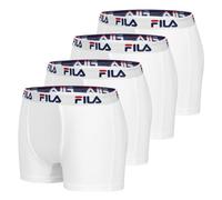 FILA Boxershorts Herren Baumwolle, Unterhosen Männer, 4er-Pack, Weiß WH (M)