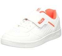 FILA C. Court Velcro Kids Sneaker, White-Fiery Coral, 33 EU