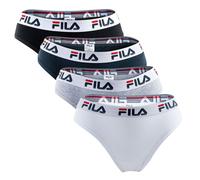 FILA Damen Brazilian Slip - 4er Pack, Logo-Bund, Cotton Stretch, einfarbig Weiß/Schwarz/Grau/Marine S