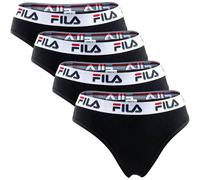 FILA Damen Brazilian Slip - 4er Pack, Logo-Bund, Cotton Stretch, einfarbig Schwarz S