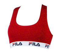FILA Damen Bustier - ungepolsterter Bra, ohne Bügel, Baumwolle, einfarbig Rot S (Small)