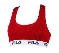FILA Damen Bustier - ungepolsterter Bra, ohne Bügel, Baumwolle, einfarbig Rot XS (X-Small)
