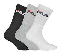 FILA Unisex Socken 3 Paar - Tennissocken, Crew Socks, Frottee, Sport, Logo 35-46 Classic Mix (Schwarz; Weiß; Grau) 35-38 (3-5 UK)
