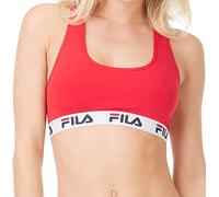FILA Damen Bustier - ungepolsterter Bra, ohne Bügel, Baumwolle, einfarbig Rot S (Small)