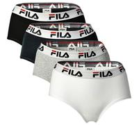 FILA Damen Hipster - 4er Pack Slip, Logo-Bund, Cotton Stretch, einfarbig Weiß/Schwarz/Grau/Marine M