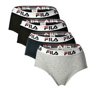 FILA Damen Hipster - 4er Pack Slip, Logo-Bund, Cotton Stretch, einfarbig Schwarz/Grau/Marine XL