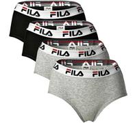 FILA Damen Hipster - 4er Pack Slip, Logo-Bund, Cotton Stretch, einfarbig Schwarz/Grau XL