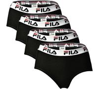 FILA Damen Hipster - 4er Pack Slip, Logo-Bund, Cotton Stretch, einfarbig Schwarz XS