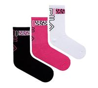 Fila Damen Rosa/Weiß/Schwarz Socken, Mädchen, Rosa, Größe 35-38, 3er Pack