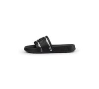 Fila Damen Pantoletten Morro Bay Logo – sportlich, Metallic-Details, Schwarz-Silber, Größe 39