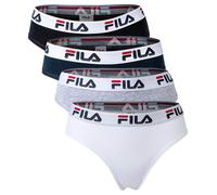 FILA Damen Slip - 4er Pack Briefs, Logo-Bund, Cotton Stretch, einfarbig Weiß/Schwarz/Grau/Marine XS